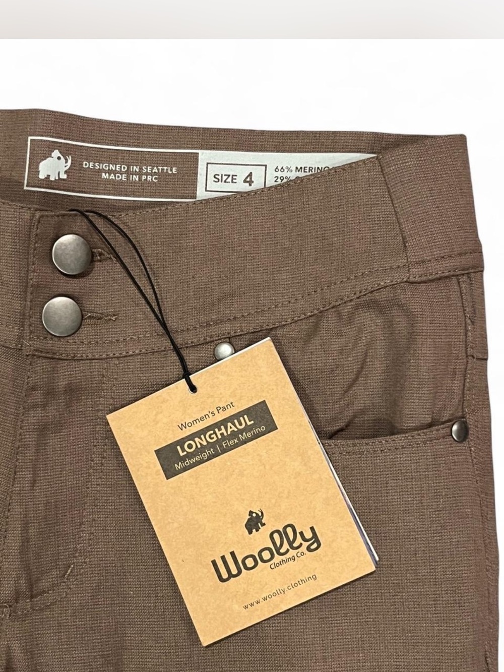 Woolly Longhaul Flex Merino wool blend tech travel hiking carryon Pant brown 4